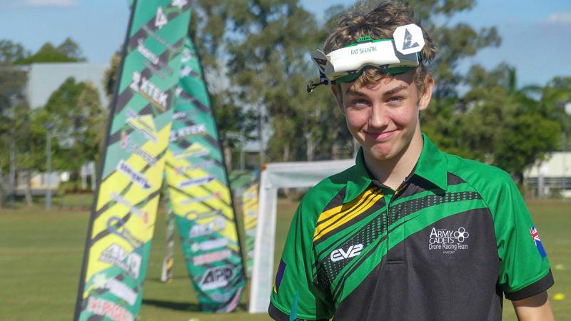   Australian Army Cadet Corporal Lewis Sanderson after completing a fast qualifying time for the national championships at Gallipoli Barracks, Enoggera. Photo: Warrant Officer Class 2 Mick Davis
