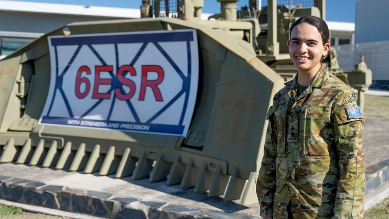 Australian Army engineering officer Lieutenant Nadia Al Lahham at 6th Engineer Support Regiment, RAAF Base Amberley, Queensland. Photos: Warrant Officer Class 2 Kim Allen