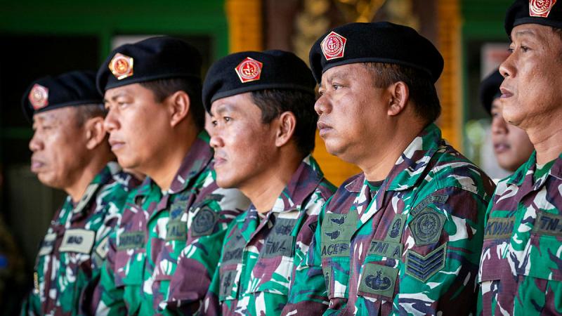 Indonesian soldiers attend a graduation ceremony after successfully completing a driver, maintenance and communications training package with the 5th Battalion, The Royal Australian Regiment at Robertson Barracks, NT. Photo: Leading Seaman Leo Baumgartner