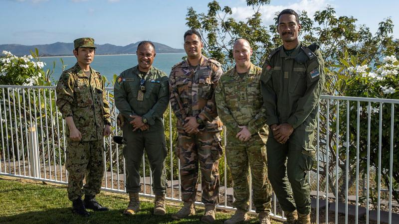 Members from the Japanese Ground Self-Defense Force, Republic of Fiji Military Forces, His Majesty’s Armed Forces – Tonga and the Australian Army attend the opening ceremony for Exercise Diamond Strike at Jezzine Barracks, Queensland. Photos: Corporal Nicole Dorrett