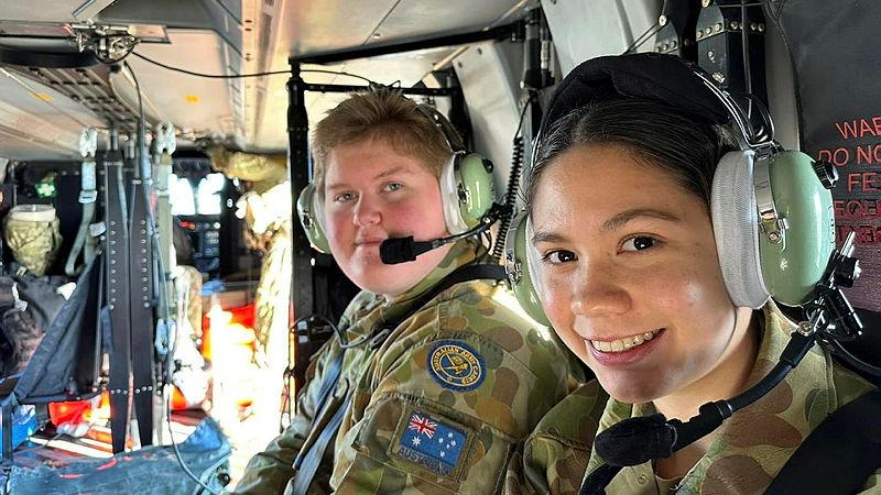 Australian Army Cadets from Darling Downs flew in from Toowoomba on an MRH-90 Taipan during the 'closed cadet open day viewing' before the Gallipoli Barracks open day. Photos: Lieutenant (AAC) Lauren Trevisani