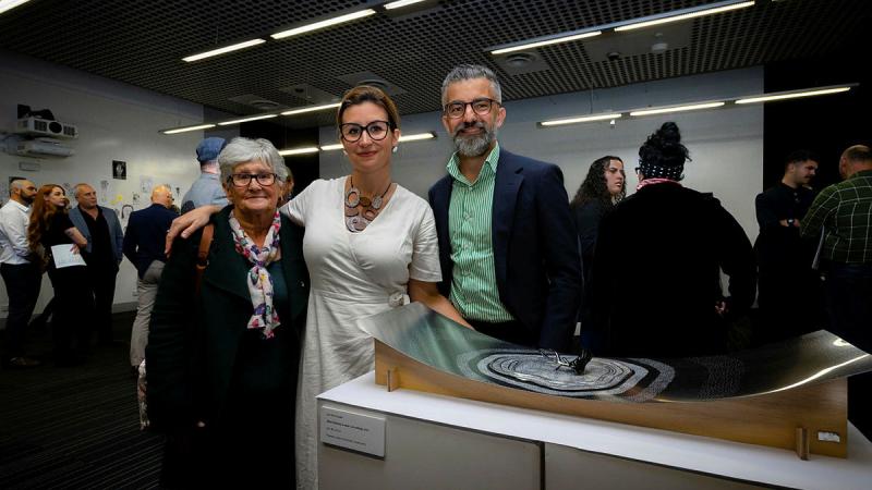 ADF Arts for Recovery, Resilience, Teamwork, and Skills program participant PO Lee-Anne Cooper with her family at the showcase event at the University of Canberra’s Inspire Centre. Photos: Corporal Madhur Chitnis