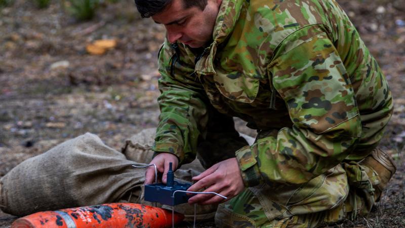 Corporal Nathan Jones prepares a charge