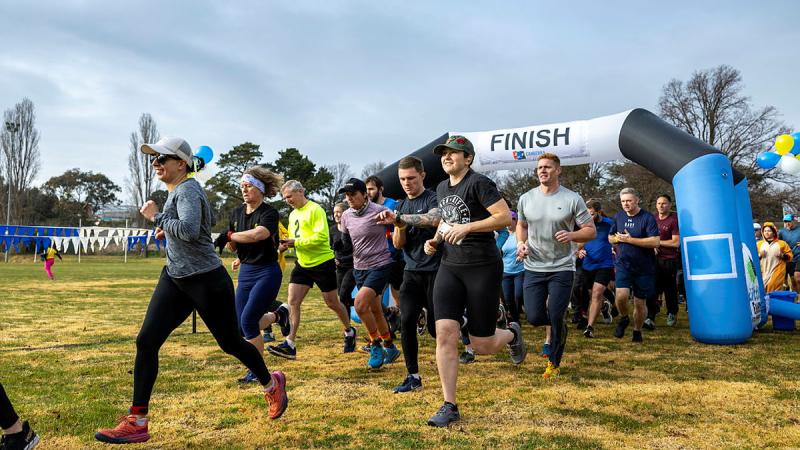 Australian Defence personnel participate in the HMAS Harman Bonshaw Cup fun run as part of HMAS Harman's 80th anniversary celebrations. Photos: Petty Officer Jake Badior