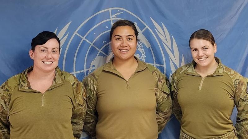 Australian Army Captain Liz Daly, Captain Zarra Houpapa from the New Zealand Defence Force and Australian Army Captain Anita Price at Observer Group Golan – Tiberius