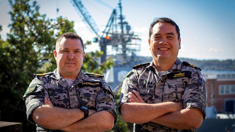 Information Warfare Officer instructors Lieutenant Martin Anderson, left, and Lieutenant Commander Ryan Bidgood, right.