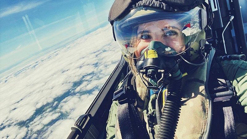 RAAF flight test engineer Flight Lieutenant Rosemary Taouk from the Aircraft Research & Development Unit conducts flight test training in the United Kingdom in 2020.