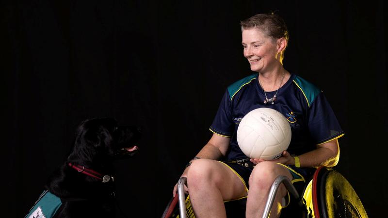 Danielle Hale and her service dog, Poppy. 