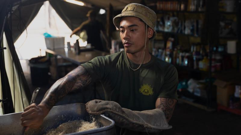 Preparing meals for personnel from the multinational forces while on Exercise Talisman Sabre.