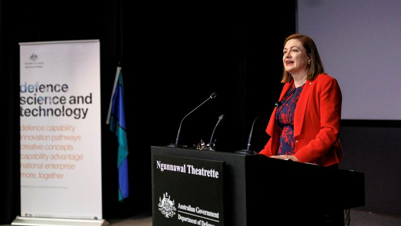 Chief Defence Scientist Professor Tanya Monro at the Defence National Science Week Launch at Russell Offices in Canberra. Photo: Lauren Larking