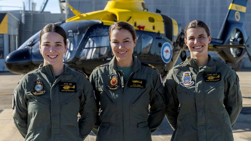 Female naval aviators on the flightline at HMAS Albatross