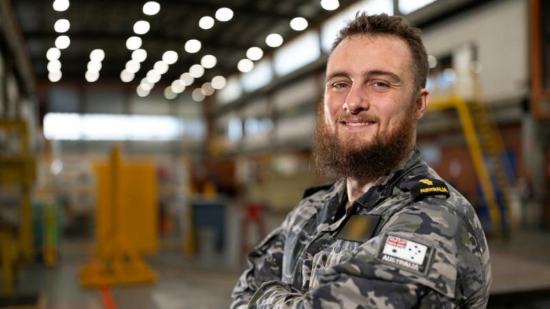 Able Seaman Darren is enhancing his qualifications through the STEM Upskilling Program. Photo: Chief Petty Officer Yuri Ramsey