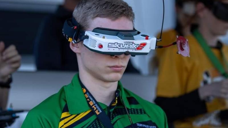 Australian Army drone racer Private Hamish Glover competes in the Australian Drone Racing National Championships held in Townsville in August 2023.