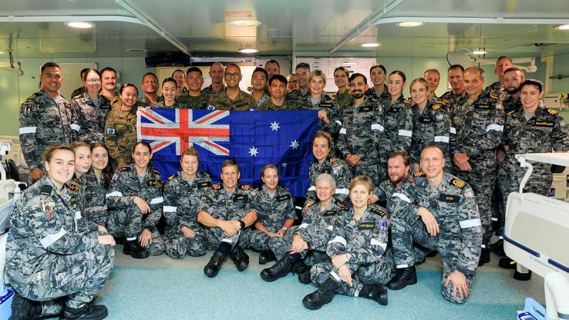 The HMAS Canberra medical team and Philippine Navy participants of the Maritime Resuscitation Casualty Care Training on board HMAS Canberra. 