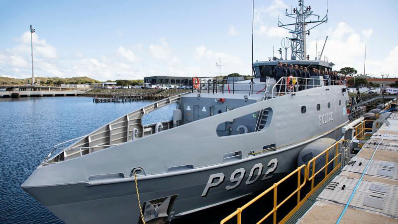  Micronesian crew on board the FSS Bethwel Henry during the ceremony for the handover of the new patrol boat FSS Bethwel Henry at HMAS Stirling, WA. 