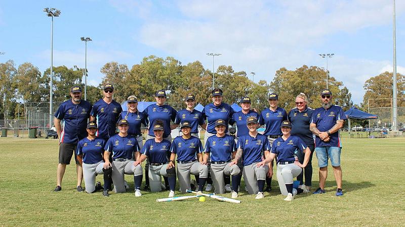 The ADF women’s softball team at the 2023 Queensland Women’s Open State Championships.