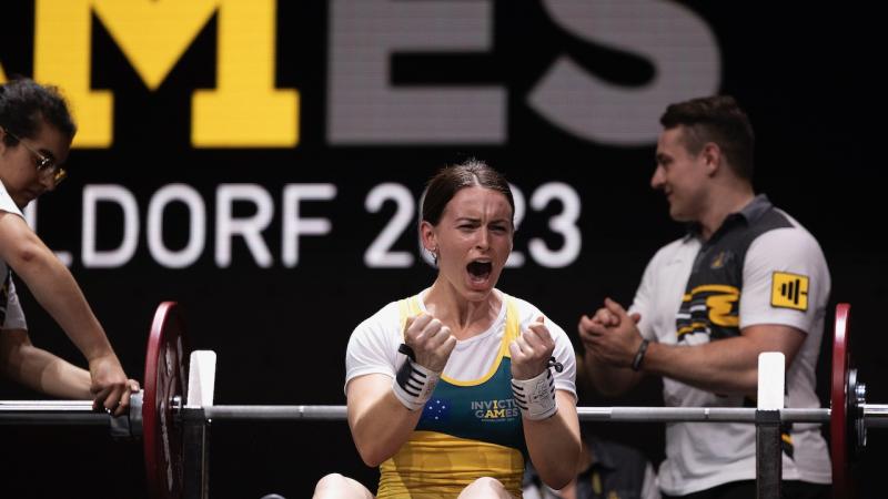  Erin Brigden celebrates a successful lift