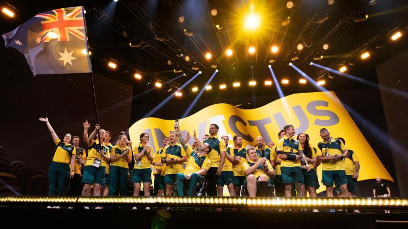 Team Australia competitors enter the stadium