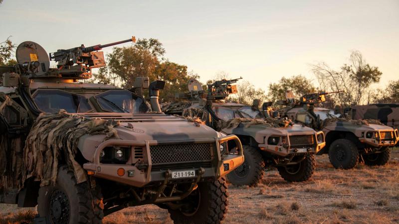 Australian Army soldiers from units across 13th Brigade work with security elements of the RAAF protecting people and critical infrastructure at RAAF Base Curtin as part of Exercise Talisman Sabre 2023 at Derby, WA.