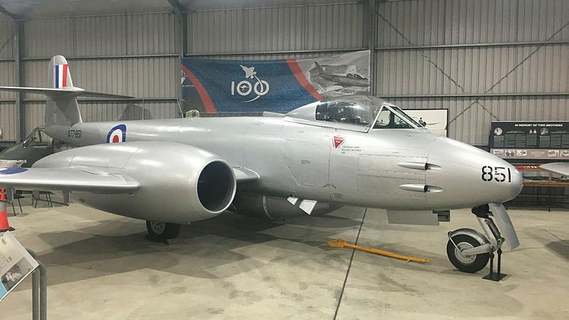 Meteor A77-851 (aka ‘Halestorm’) on display at the RAAF Williamtown Aviation Heritage Centre.