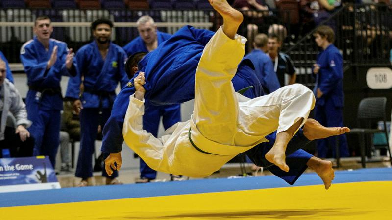 Military team members and veterans compete in the inaugural Military Judo Teams Competition at Nissan Stadium, Brisbane. Photos: Trooper Scott Paterson-Muller