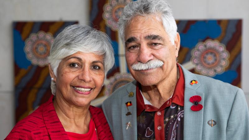 Aunty Rubena and Uncle Gorge Anderson visit the RAAF Security and Fire School Headquarters at RAAF Base Amberley.
