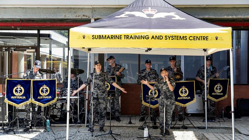 The RAN Band-WA performs at the Submarine Training and Systems Centre Mental Health Week barbecue at HMAS Stirling. Photos: Able Seaman Rikki-Lea Phillips
