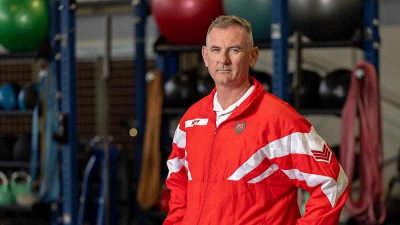 Physical training Instructor Sergeant Adam Hoff at the ADF Physical Training School in HMAS Cerberus, Victoria.