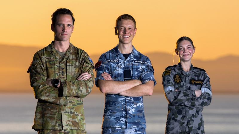 Three ADF members from Army, Air Force and Navy.