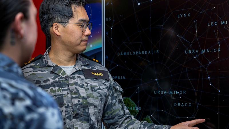 RAN Lieutenant Jason Wang at the Space Command offices, Canberra.