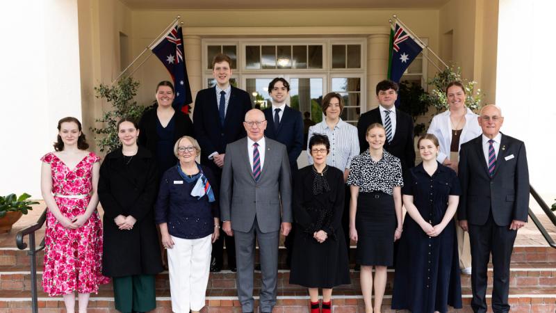 Governor-General General (retd) David Hurley and Linda Hurley host the Gallipoli Scholarship Fund recipients.