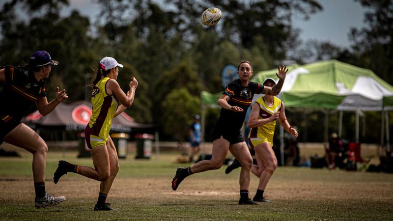 ADF personnel participate in the Defence Touch Football Championships held on Duncan Oval at Gallipoli Barracks in Queensland.