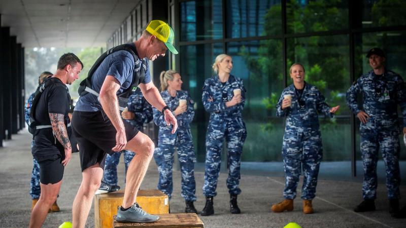 Sergeant Ryan Pedder and Sergeant Connor O’Neill during the Lift the Load challenge.