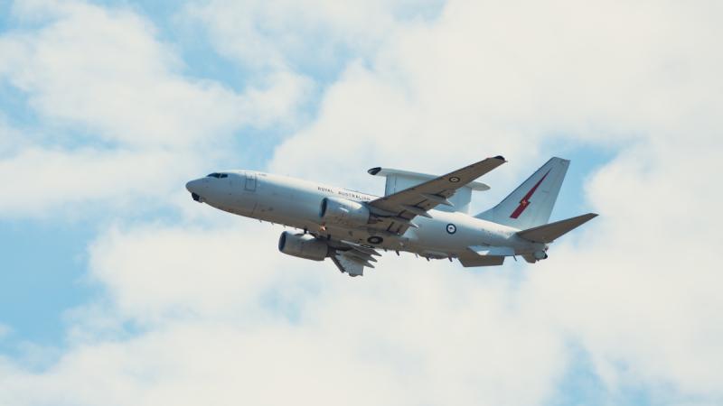 A Royal Australian Air Force E-7A Wedgetail takes off during Checkered Flag 24-1 at Tyndall Air Force Base, Florida.