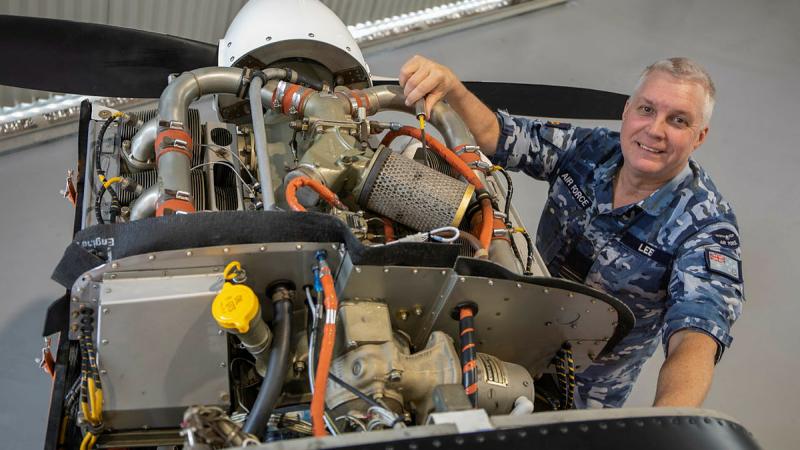 SQNLDR Lees works on a CT4.