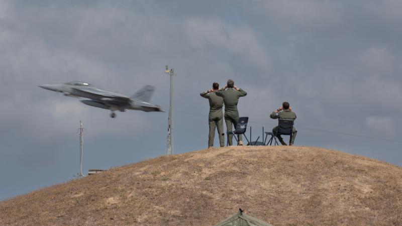 An F/A-18F Super Hornet from 1 Squadron takes off at RAAF Townsville during Exercise Black Dagger.
