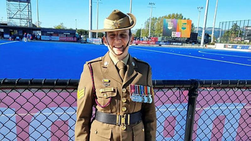 Sergeant Samantha Verry on ANZAC Day 2023 in Christchurch, New Zealand.
