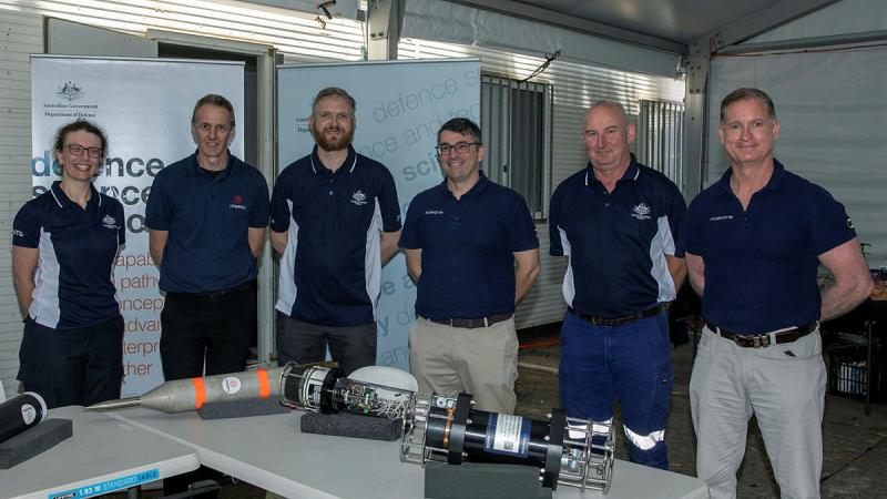 Industry staff of the international interoperable underwater communications and relay capability at Exercise Autonomous Warrior, at HMAS Creswell.