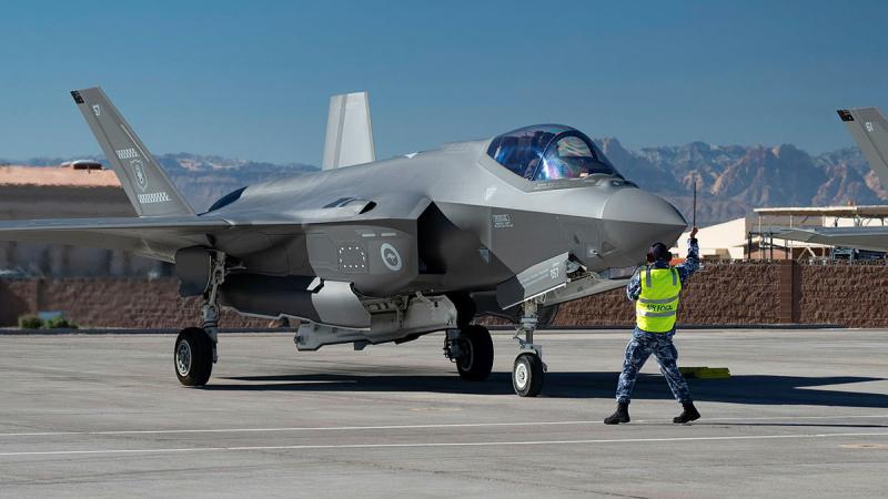 RAAF F-35A Lightning II aircraft prepares for a mission during Exercise Red Flag Nellis 24-1 in Nevada, USA.