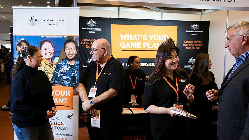 Joint Transition Authority personnel providing assistance at the ADF Members and Families Transition Seminar in Melbourne, June 2023.