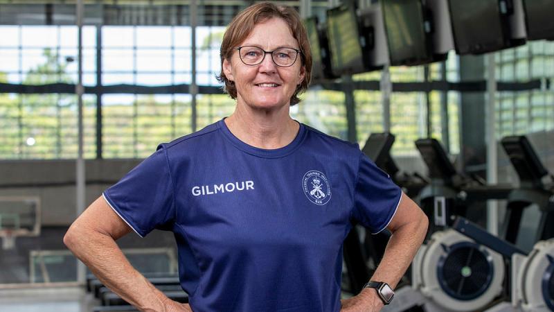 Petty Officer Physical Training Instructor Jan Gilmour at HMAS Creswell gymnasium