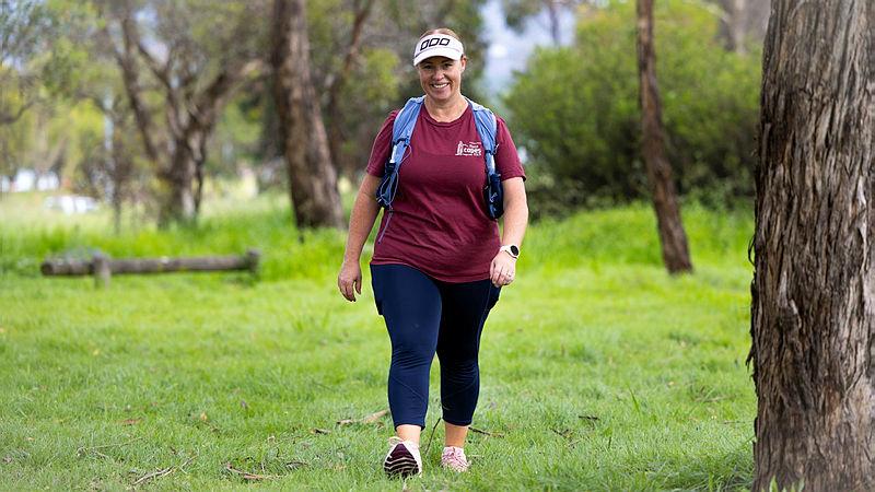 Army officer Major Chelsea Loerand trains in the Canberra Region for her upcoming 30km walk for the Heart Foundation.