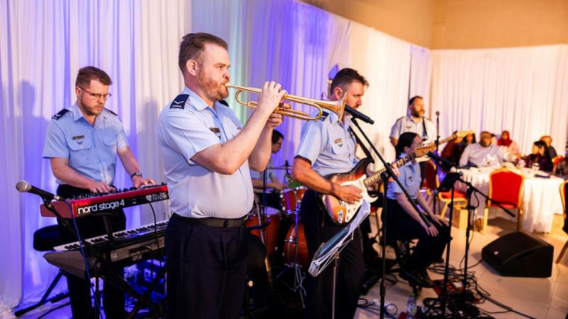 The Royal Australian Air Force Band plays at a function to mark 50 years of diplomatic relations between Australia and the Maldives, as part of Indo-Pacific Endeavour engagement activities.