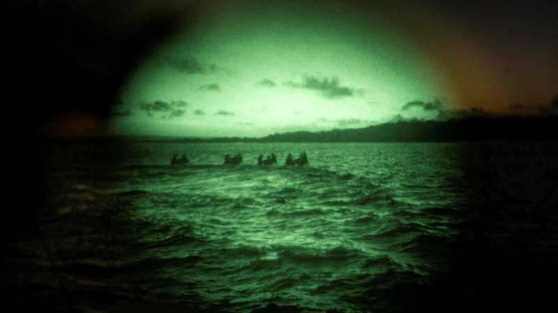 An Australian soldiers’ view of patrols by night in the Kimberley Marine Park, WA as part of Operation Resolute. *this image has been digitally altered for colour. 