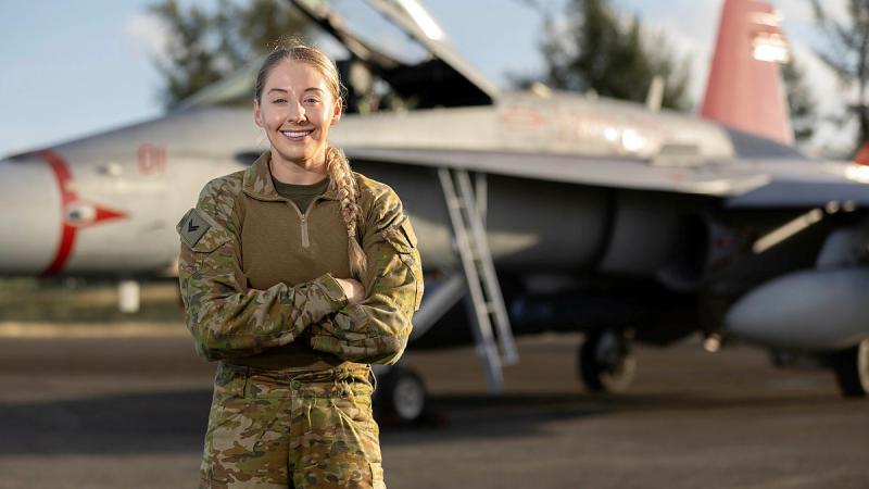 Corporal Morgan Hoellfritsch, a medical technician with 2 Expeditionary Health Service during Cope North.