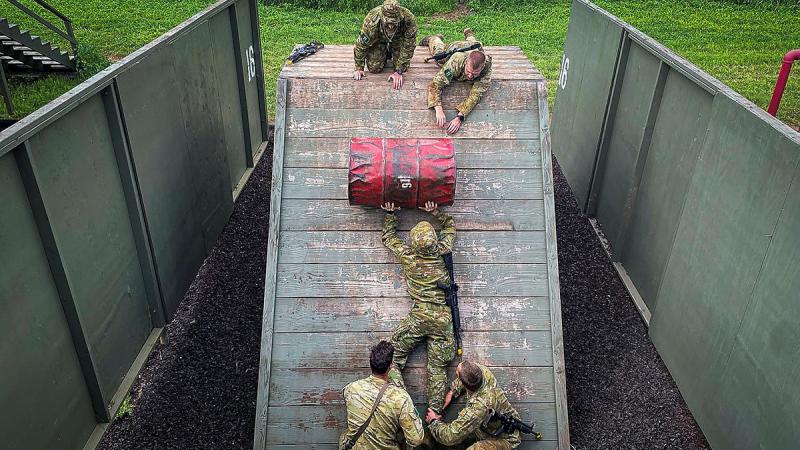 Australian Army Gunners from the 4th Regiment, Royal Australian Artillery competing in the US Army's Best by Test Artillery Competition in Oahu, Hawaii. 