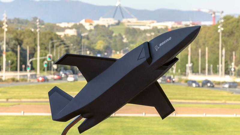 A model of the MQ-28A Ghost Bat on display.