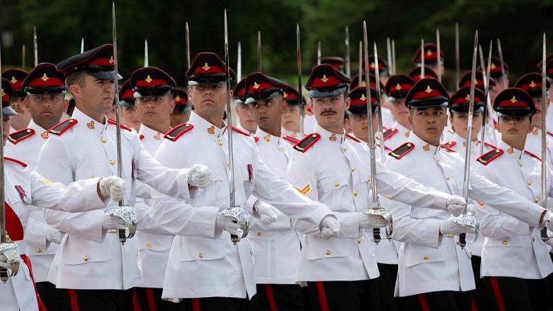 Staff cadets of Royal Military College-Duntroon march across the parade ground during the 143rd graduation in Canberra last December. Staff cadets graduate Duntroon as commissioned officers, ready to begin their career as leaders within Army and Air Force.