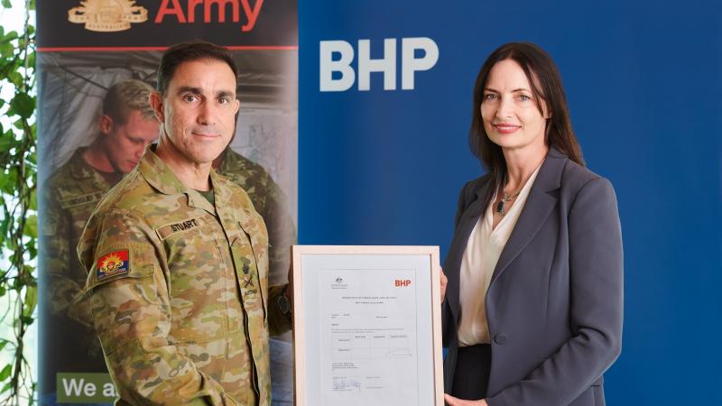 Chief of Army, Lieutenant General Simon Stuart was joined by BHP’s President Australia Geraldine Slattery, in Brisbane to renew the partnership which is now in its fifth year. 