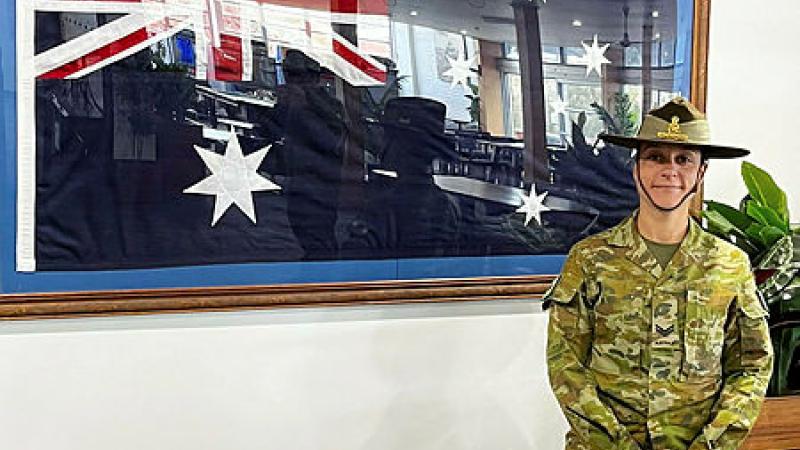 Australian Army solider Bombardier Louise Banton at her workplace in Puckapunyal.